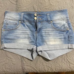 Light wash jean shorts